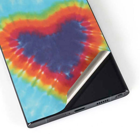 Liquid Blue Tie Dye Heart Galaxy S25 Ultra Skin